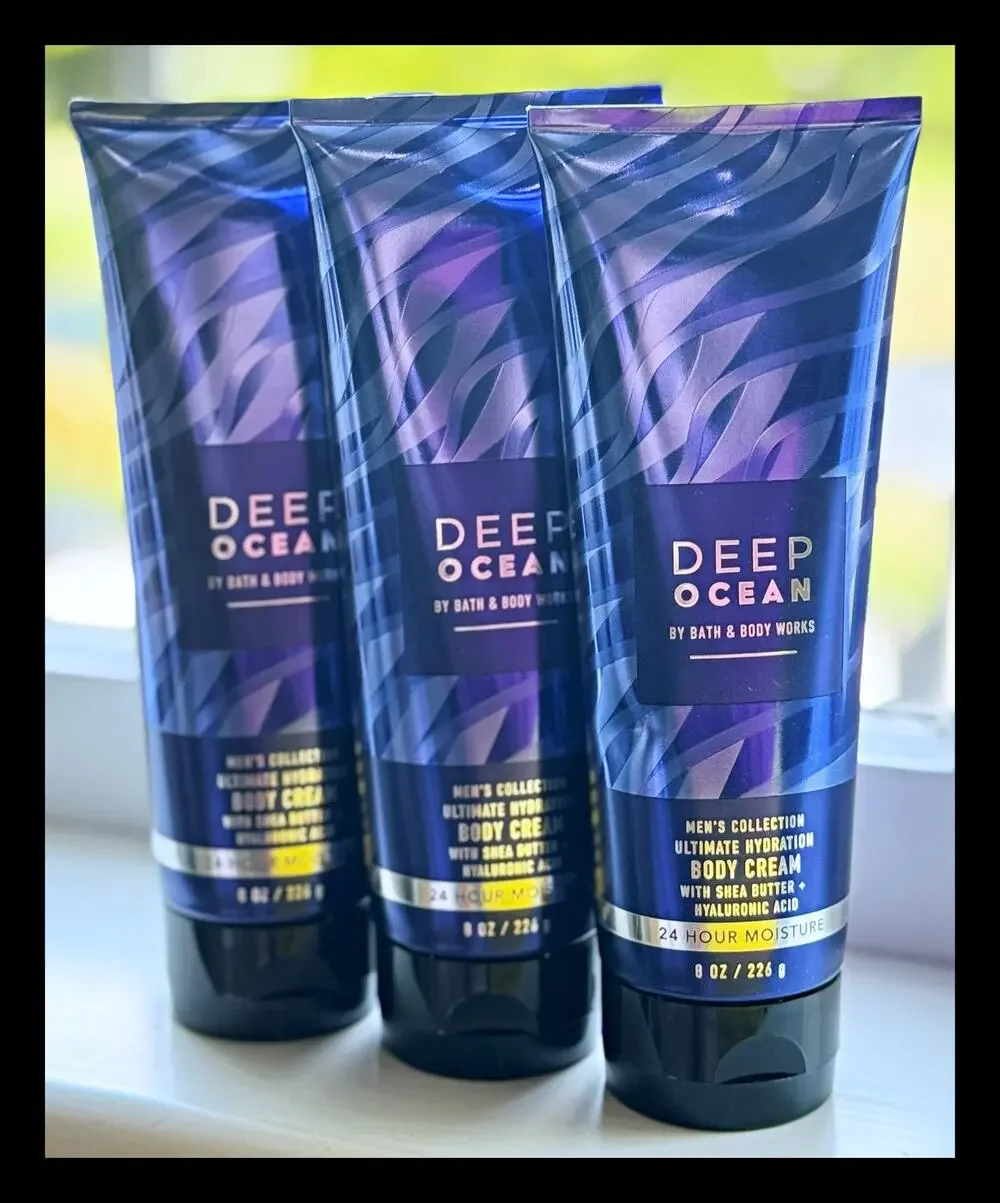 Bath & Body Works Deep Ocean Men's Collection Ultimate Hydration Body Cream x3